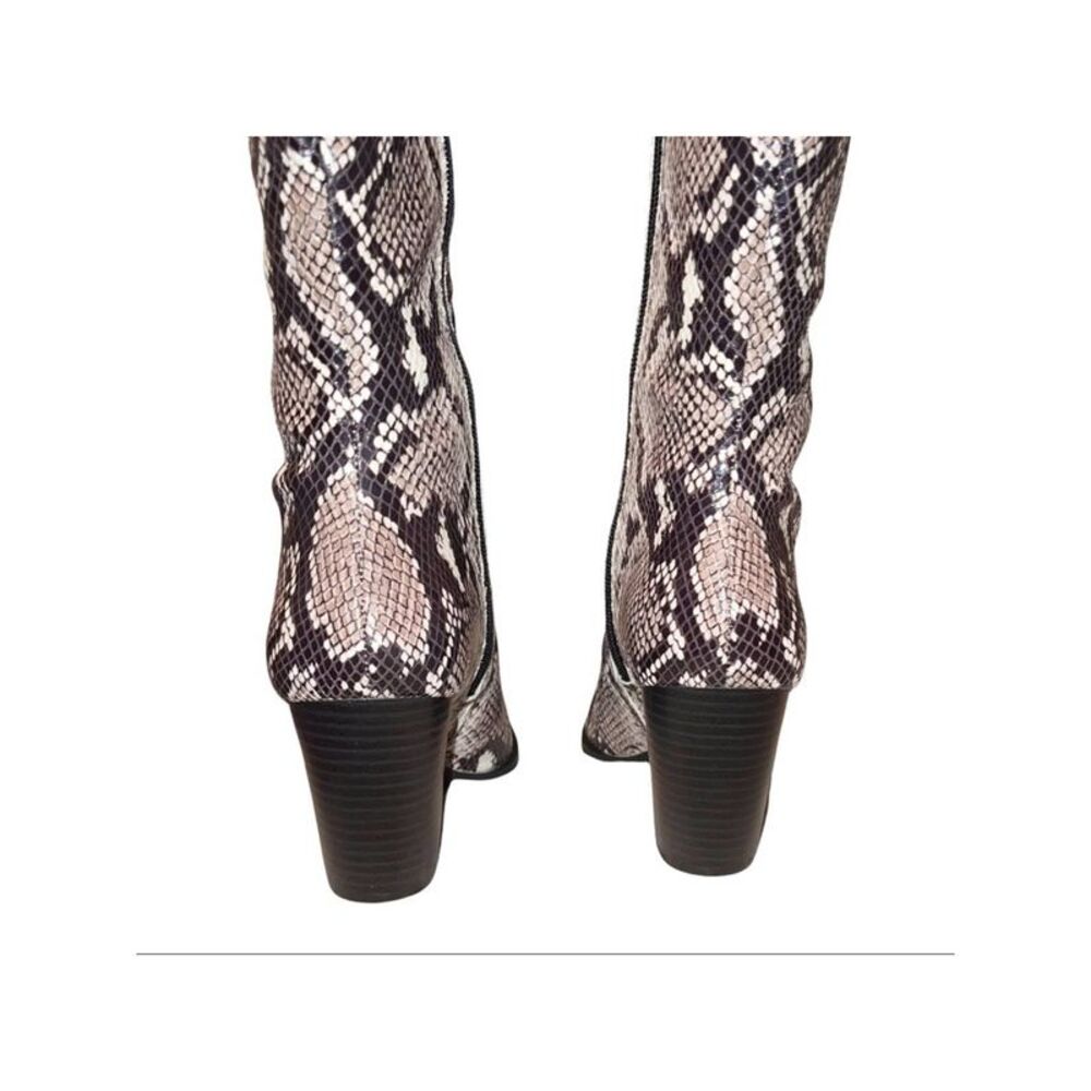 INC Womens Beige Animal Print Pointed Toe Block Heel Zip-Up Dress Western Boot 5 - Picture 2 of 3